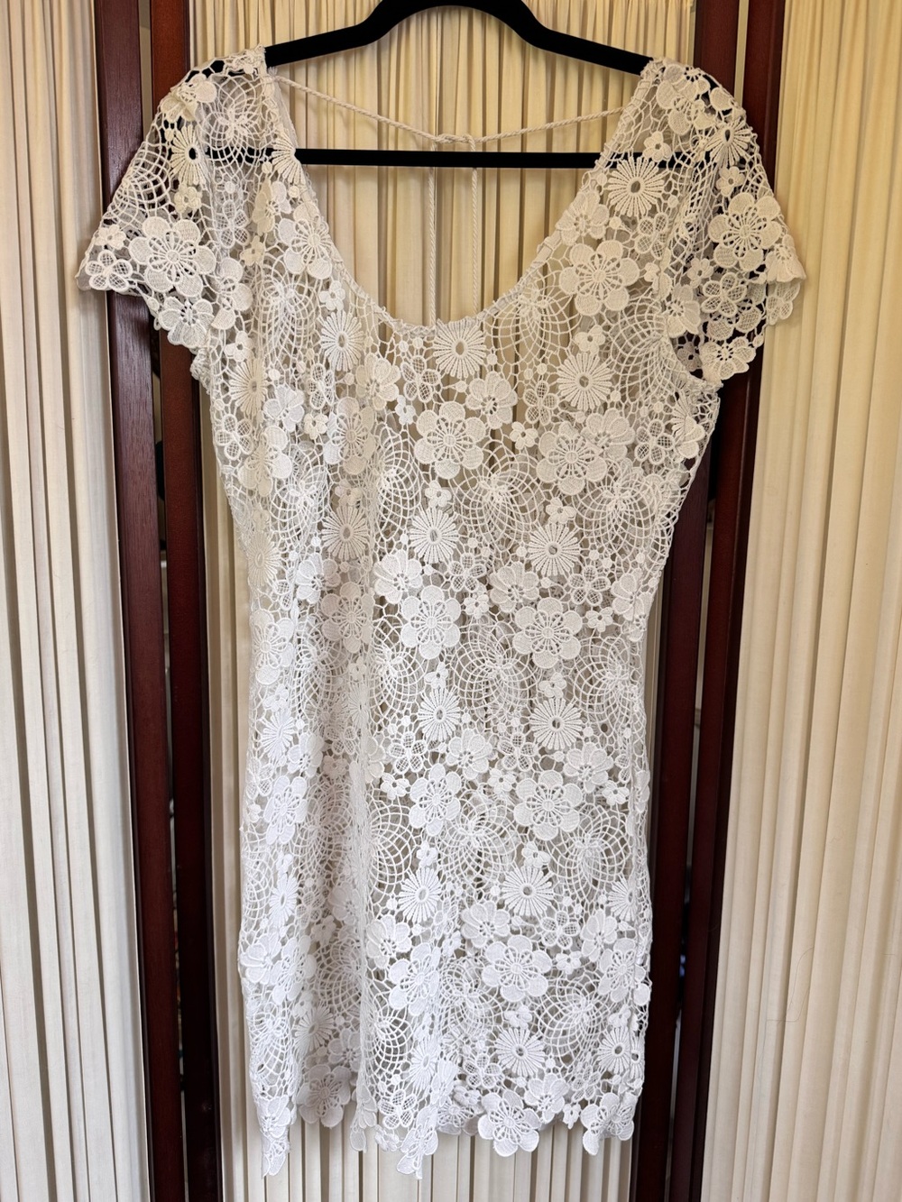 Cotton Candy LA White Floral Crochet Mini Dress